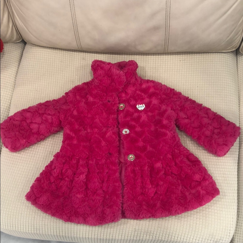 Juicy Couture Pink Puffer Jacket with Fluffy Texture